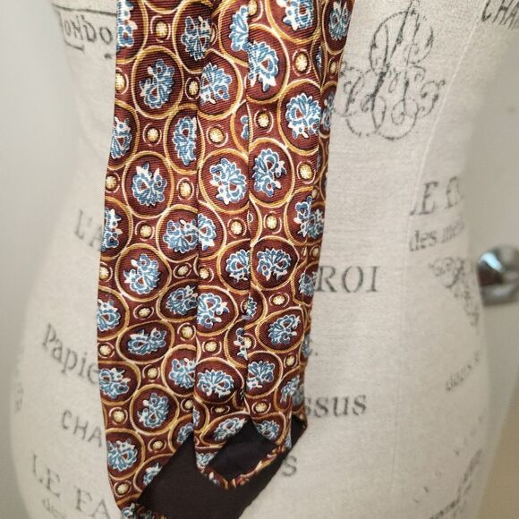 Vintage Silk Tie Brown & Blue - Picture 6 of 6